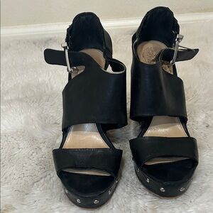 Vince Camuto Black Platform Wedge Sandals